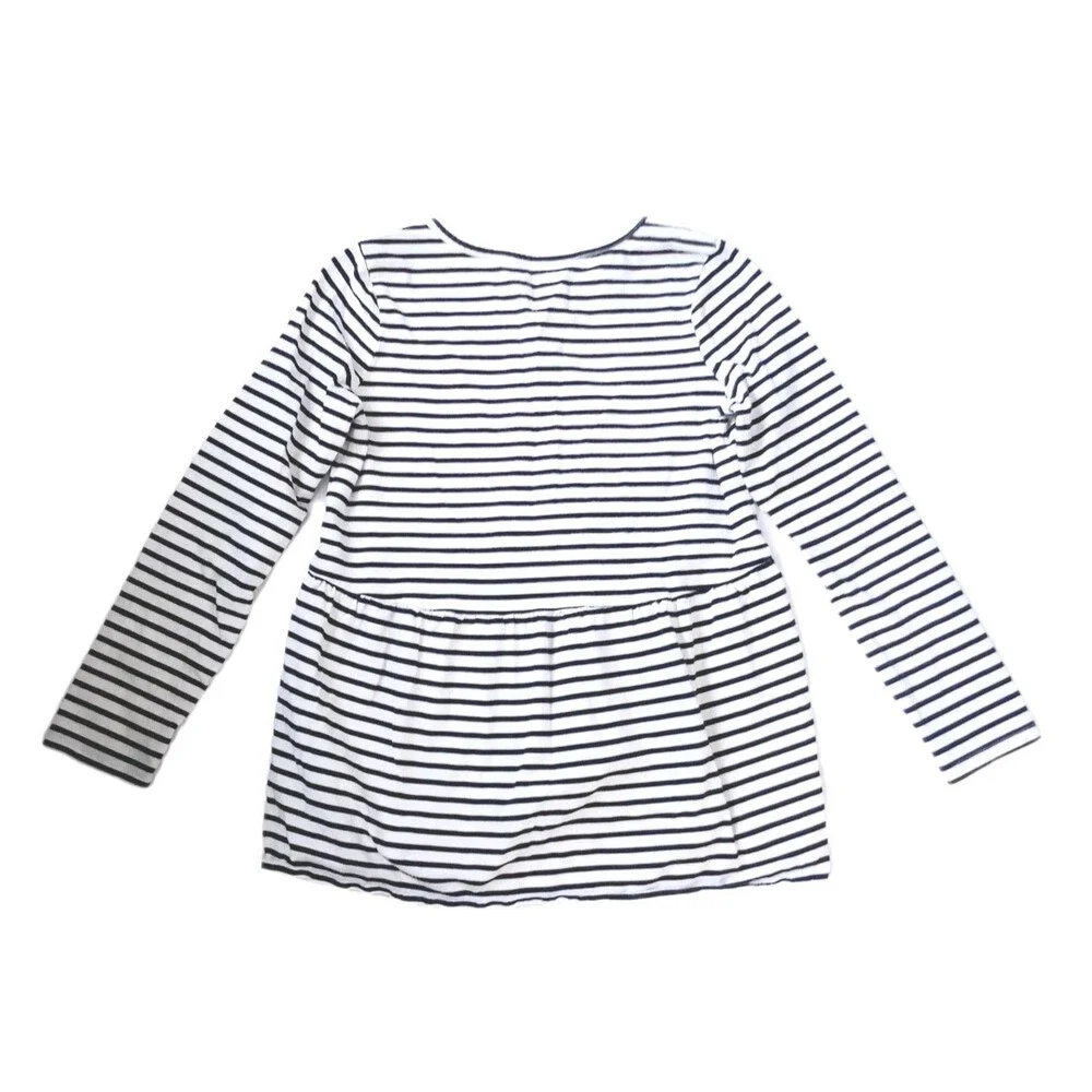 Oshkosh B'Gosh Long Sleeve Navy Blue Striped Top sz L 10/12 Girls Baby DollStyle